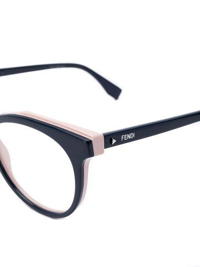 Shop Fendi Round Frame Glasses In Blue
