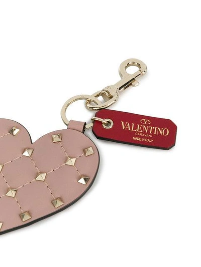 Shop Valentino Garavani Rockstud Spike Heart Keychain - Pink