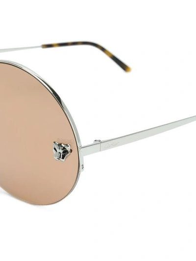 Shop Cartier Panthère De  Round-frame Sunglasses In Metallic