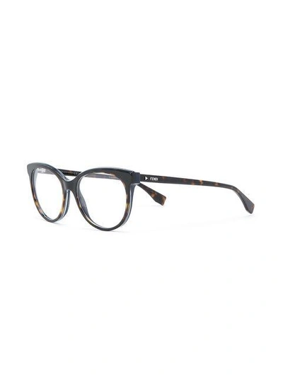 Shop Fendi Round Frame Glasses In Brown