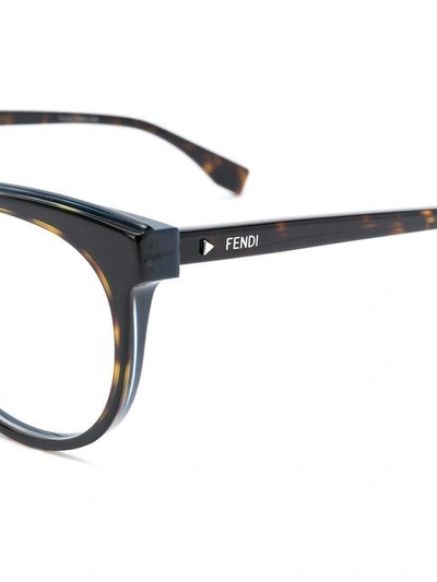 Shop Fendi Round Frame Glasses In Brown
