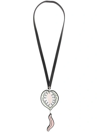 Shop Marni Leaf Pendant Necklace In Black