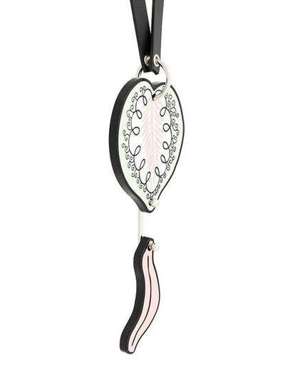 Shop Marni Leaf Pendant Necklace In Black