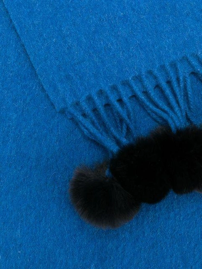 Shop N•peal N.peal Fur-bobble Knitted Scarf - Blue