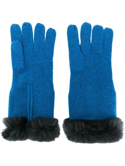 Shop N•peal Handschuhe Mit Pelzbesatz In Blue