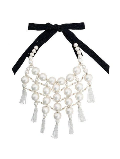 Shop Moy Paris Embellished Tassel Bib Necklace In Black