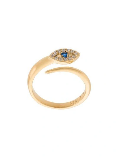 Shop Nialaya Jewelry Twisted Evil Eye Ring In Metallic