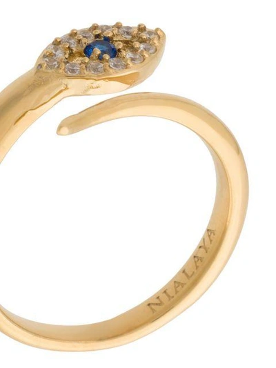 Shop Nialaya Jewelry Twisted Evil Eye Ring In Metallic