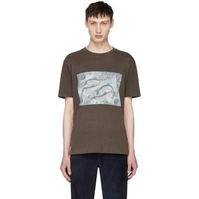 Shop Acne Studios Grey Bemabe Fish Print T-shirt