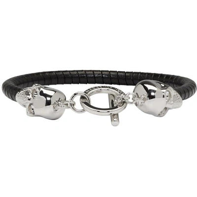 Shop Alexander Mcqueen Black T-bar Skull Bracelet In 1000 Black