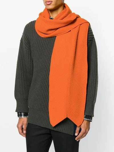 Shop Cedric Charlier Cédric Charlier Classic Knitted Scarf - Yellow & Orange