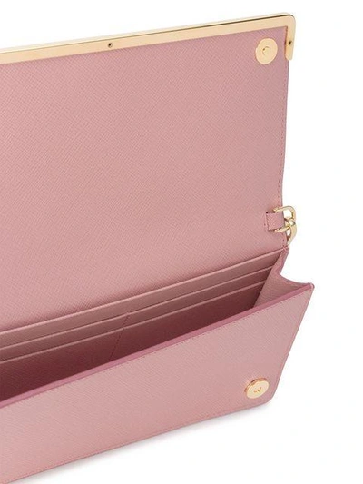 Shop Prada Pink Logo Wallet On Chain Bag