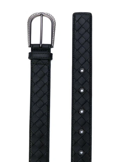 Shop Bottega Veneta Intrecciato Weave Nappa Belt In Black