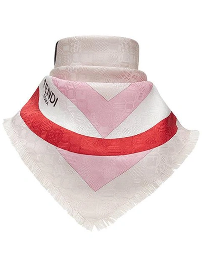 Shop Fendi Geometric Logo Square Scarf In Multicolour