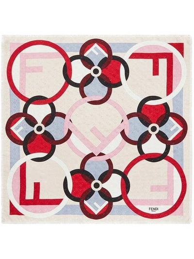 Shop Fendi Geometric Logo Square Scarf In Multicolour