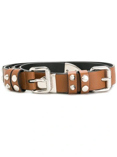 Shop Prada Studded Belt In Brown