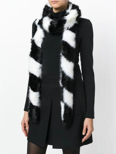 Shop Charlotte Simone Faux Fur Checkered Scarf - Black