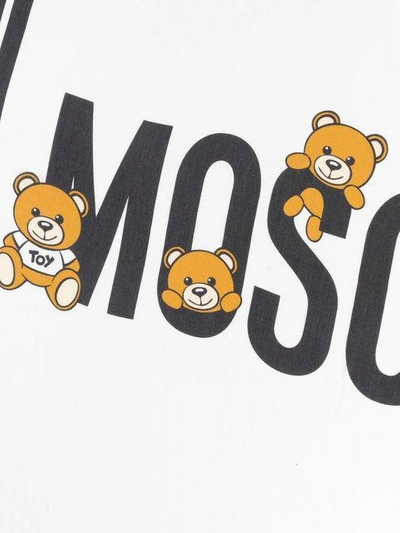 Shop Moschino Teddy Logo Print Scarf In White