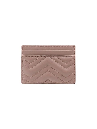 Shop Gucci Gg Marmont Card Case In 5729 Pink
