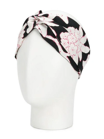 Shop Valentino Floral Printed Headband - Black