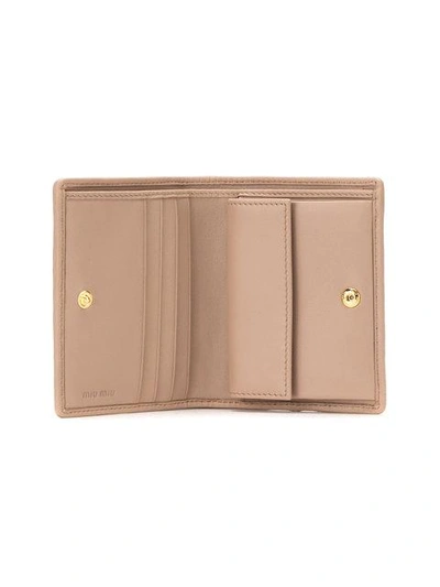 Shop Miu Miu Matelassé Mini Wallet In Neutrals