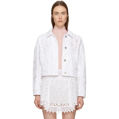 Shop Isabel Marant White Denim Embroidered Rena Jacket In 20wh White