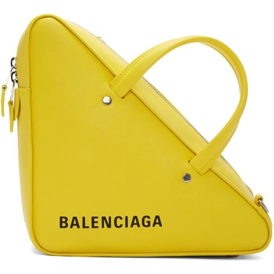 Shop Balenciaga Yellow Small Triangle Bag In 7150 Yellow