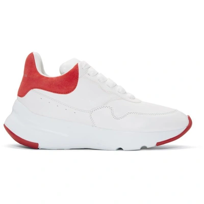 Shop Alexander Mcqueen White And Red Platform Running Sneakers In 9676 Red