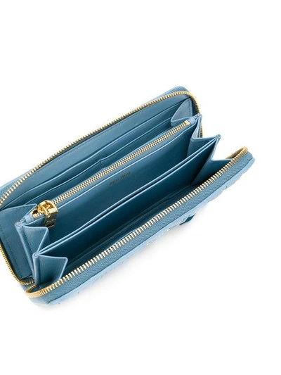 Shop Miu Miu Quilted Trim Wallet In Blue