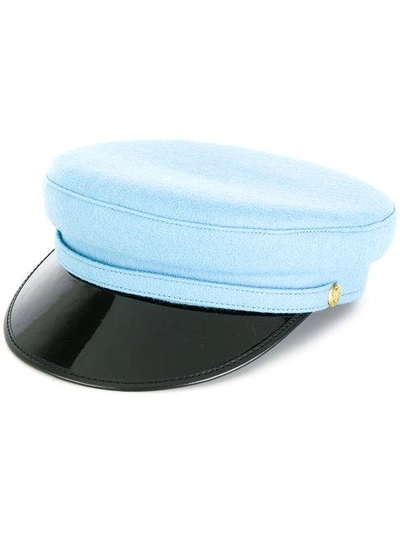 Shop Manokhi Contrast Baker Boy Hat In Blue