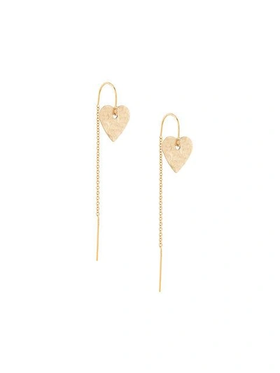 Shop Petite Grand Heart/dove Thread Through Earrings In Metallic