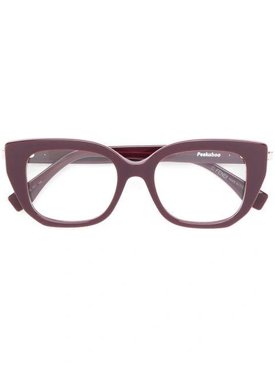 Shop Fendi Eyewear Peekaboo Glasses - Red