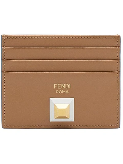 Shop Fendi Two Tone Card Holder - Brown