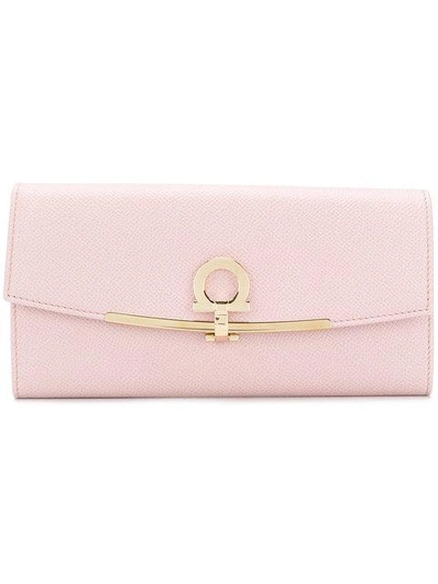 Shop Ferragamo Gancio Clasp Continental Wallet In Pink