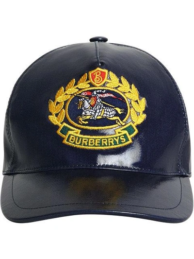 Shop Burberry Archive Logo Coated Baseball Cap - Blue