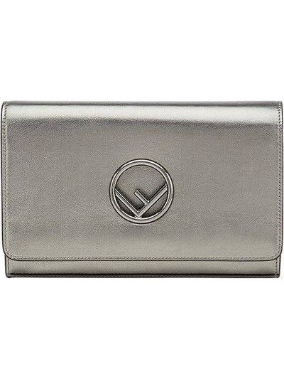 Shop Fendi Chain Strap Wallet Bag In Grey