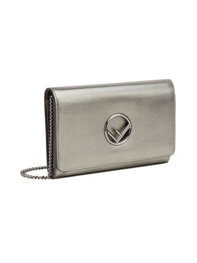 Shop Fendi Chain Strap Wallet Bag In Grey