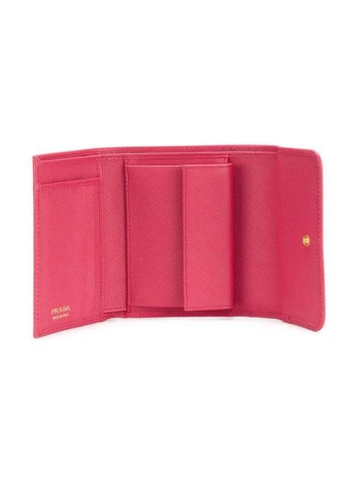 Shop Prada Logo Plaque Wallet In Pink