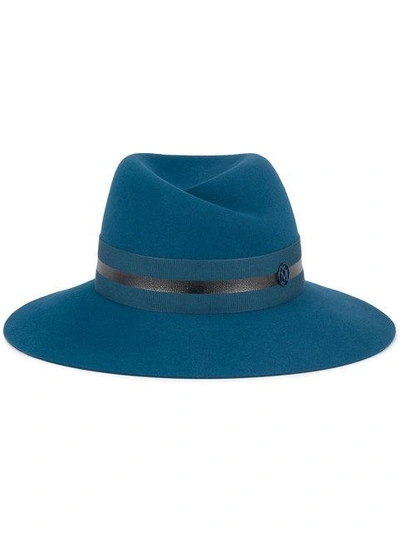 Shop Maison Michel Blue Virginie Rabbit Felt Fedora Hat