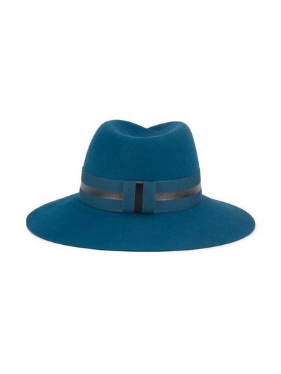 Shop Maison Michel Blue Virginie Rabbit Felt Fedora Hat