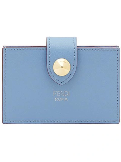 Shop Fendi Press Stud Cardholder - Blue