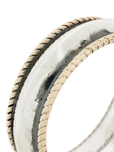 Shop Ugo Cacciatori Brushed Engraved Ring In Metallic
