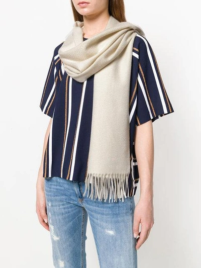 Shop N•peal Fringe-edge Scarf In Neutrals