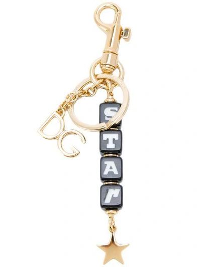 Shop Dolce & Gabbana Star Keyring In Metallic
