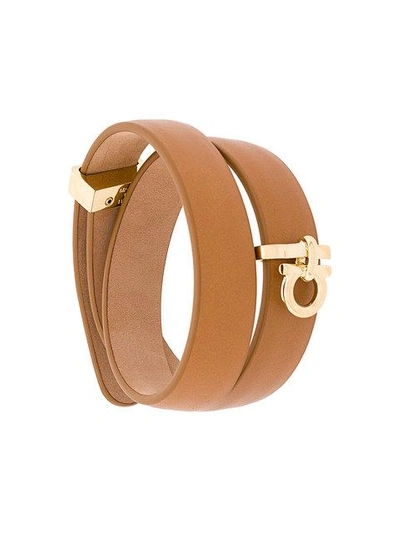 Shop Ferragamo Salvatore  Wrap-around Gancio Bracelet - Brown