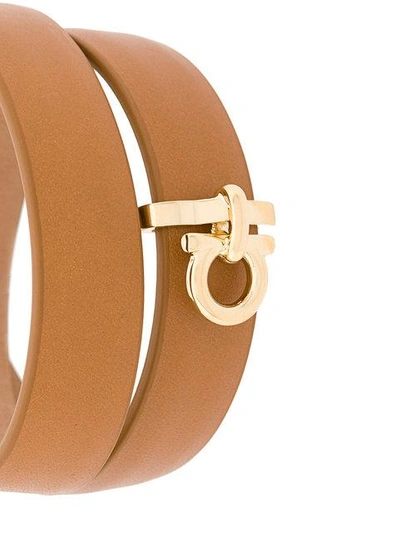 Shop Ferragamo Salvatore  Wrap-around Gancio Bracelet - Brown