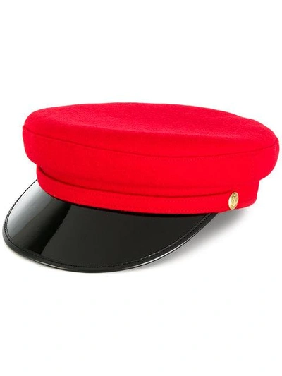 Shop Manokhi Vinyl Visor Officer's Cap In Red