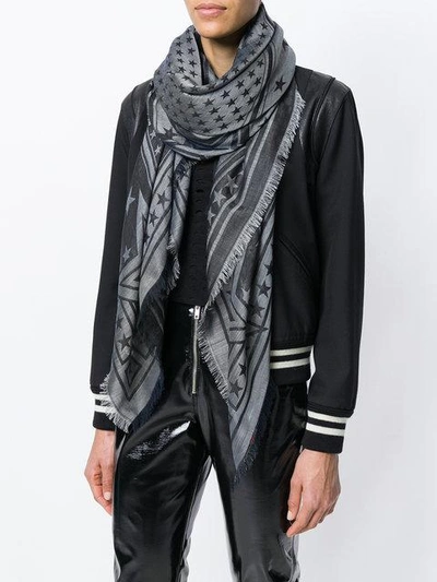 stars embroidered scarf