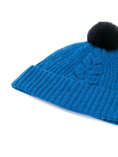 Shop N•peal Bobble Beanie Hat In Blue