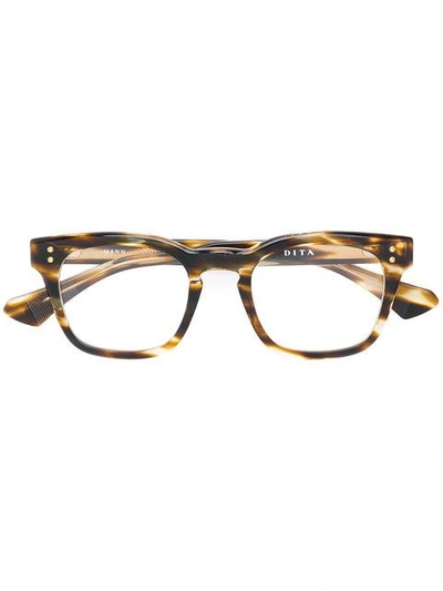 Shop Dita Eyewear Mann Square Frame Glasses In Brown